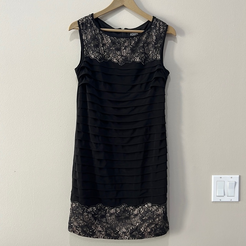 Adrianna Papell Black Dress with Lace in size 8
